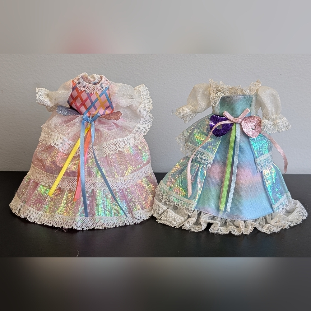 Lady Lovely Locks & Maiden Fairhair Pink & Blue Gowns, Vintage 1987 Mattel